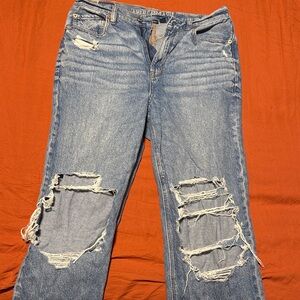 American Eagle Outfitters Women's Ripped Blue Boyfriend Jeans